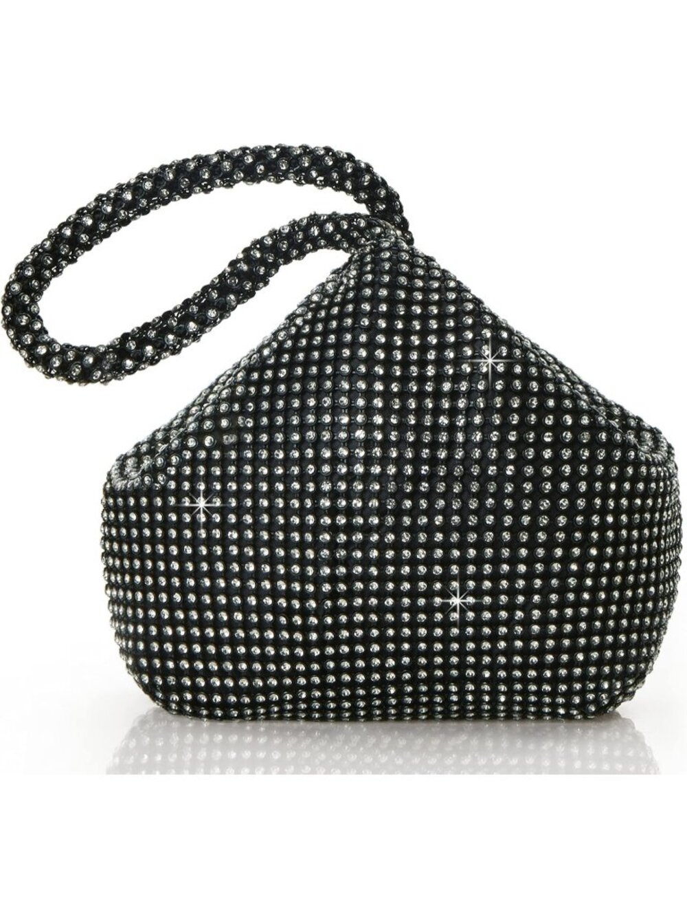 Women's Black Clutch Wristlet Perse Triangle Sparkly Glitter Evening Bags